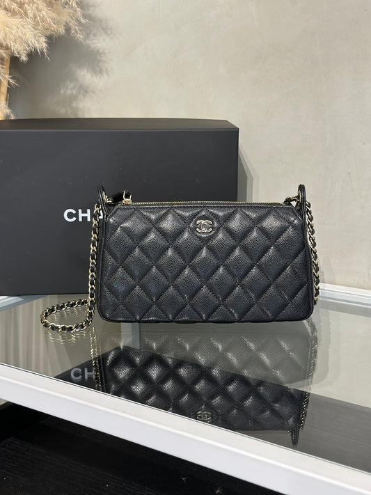 CHANEL 雙鍊條麻將包 - 黑金