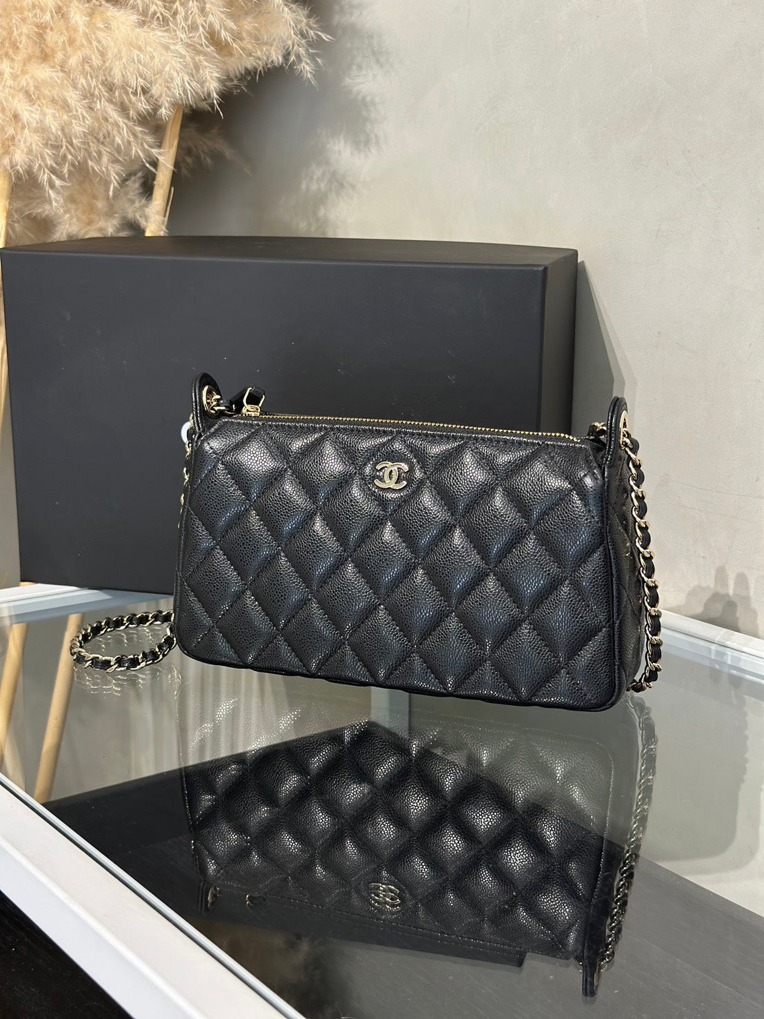 CHANEL 雙鍊條麻將包 - 黑金