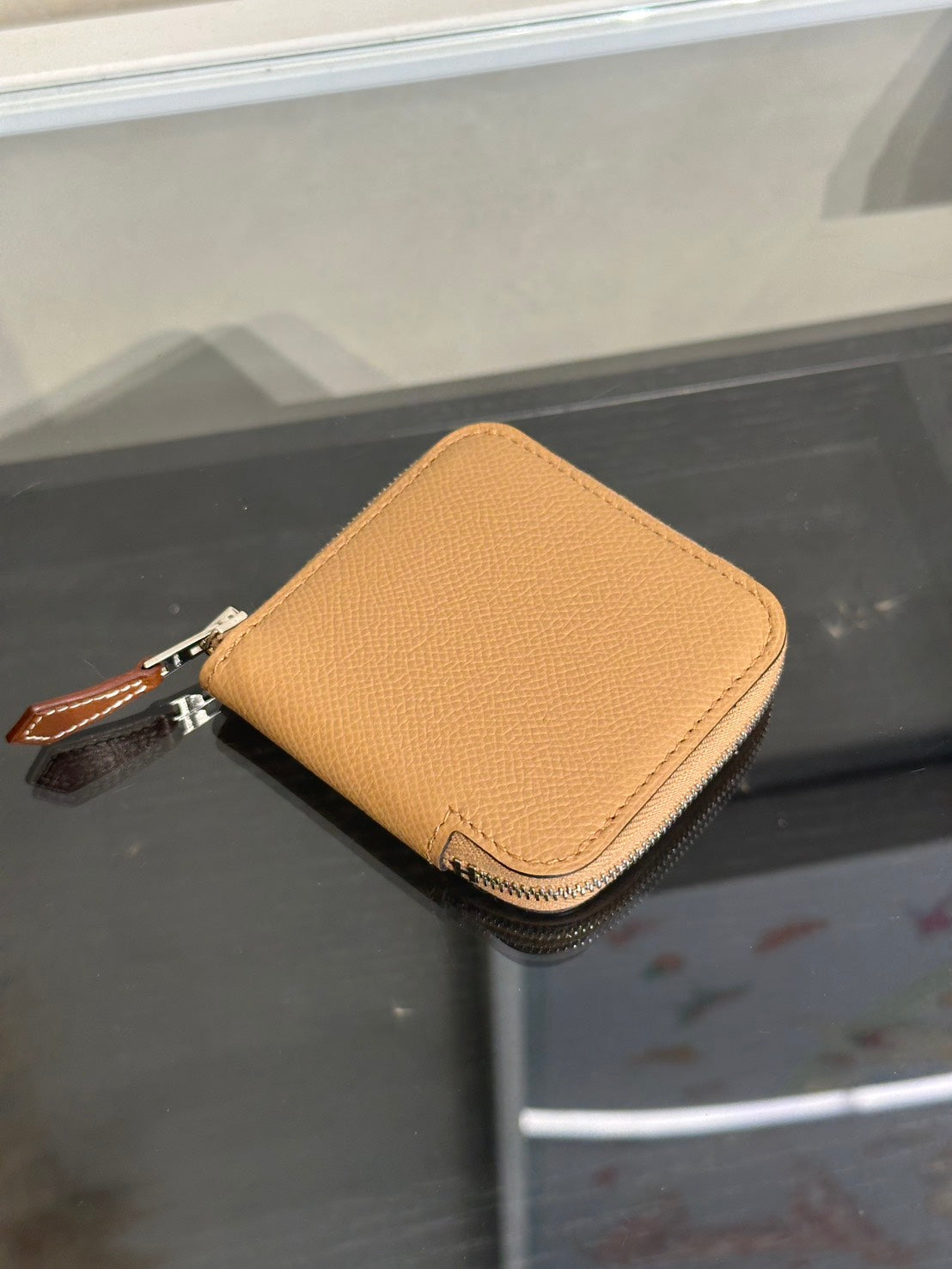 HERMES Silk'in 絲巾拉鍊零錢包 - Biscuit 4B 餅乾/黃色雛菊 Z