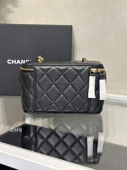 CHANEL 經典羊皮金球長盒子 - 黑金