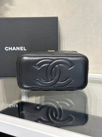 CHANEL 經典羊皮金球長盒子 - 黑金