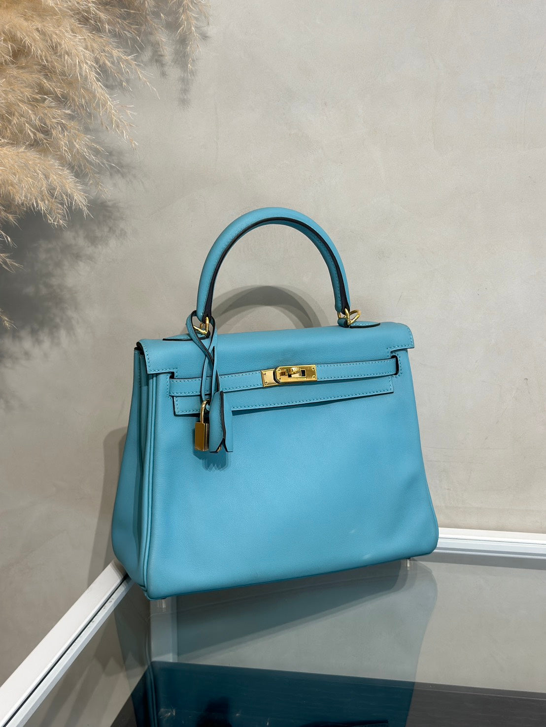 HERMES Kelly 25 - Bleu Atoll 3P 馬卡龍藍金 T
