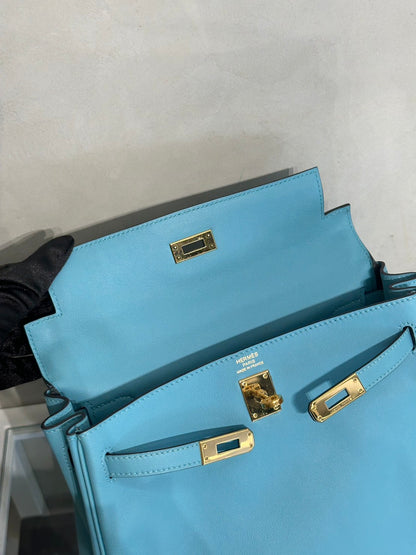 HERMES Kelly 25 - Bleu Atoll 3P 馬卡龍藍金 T