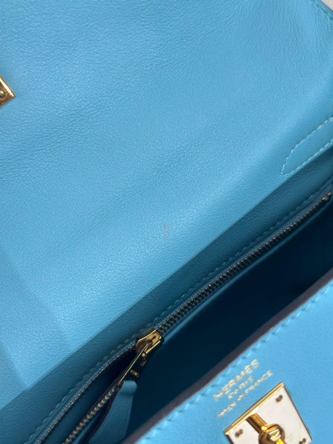 HERMES Kelly 25 - Bleu Atoll 3P 馬卡龍藍金 T