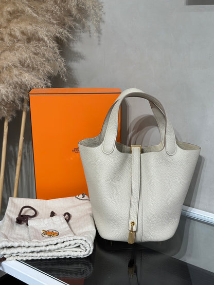 HERMES Picotin 18 - Beton 8L 冰川白金 U
