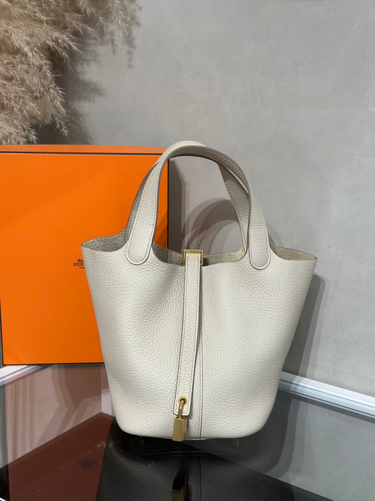 HERMES Picotin 18 - Beton 8L 冰川白金 U