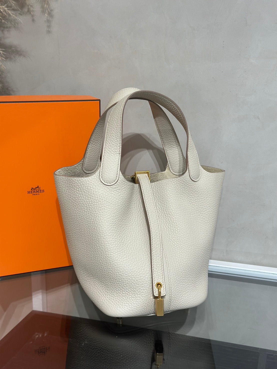 HERMES Picotin 18 - Beton 8L 冰川白金 U