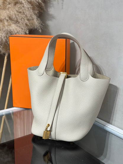 HERMES Picotin 18 - Beton 8L 冰川白金 U