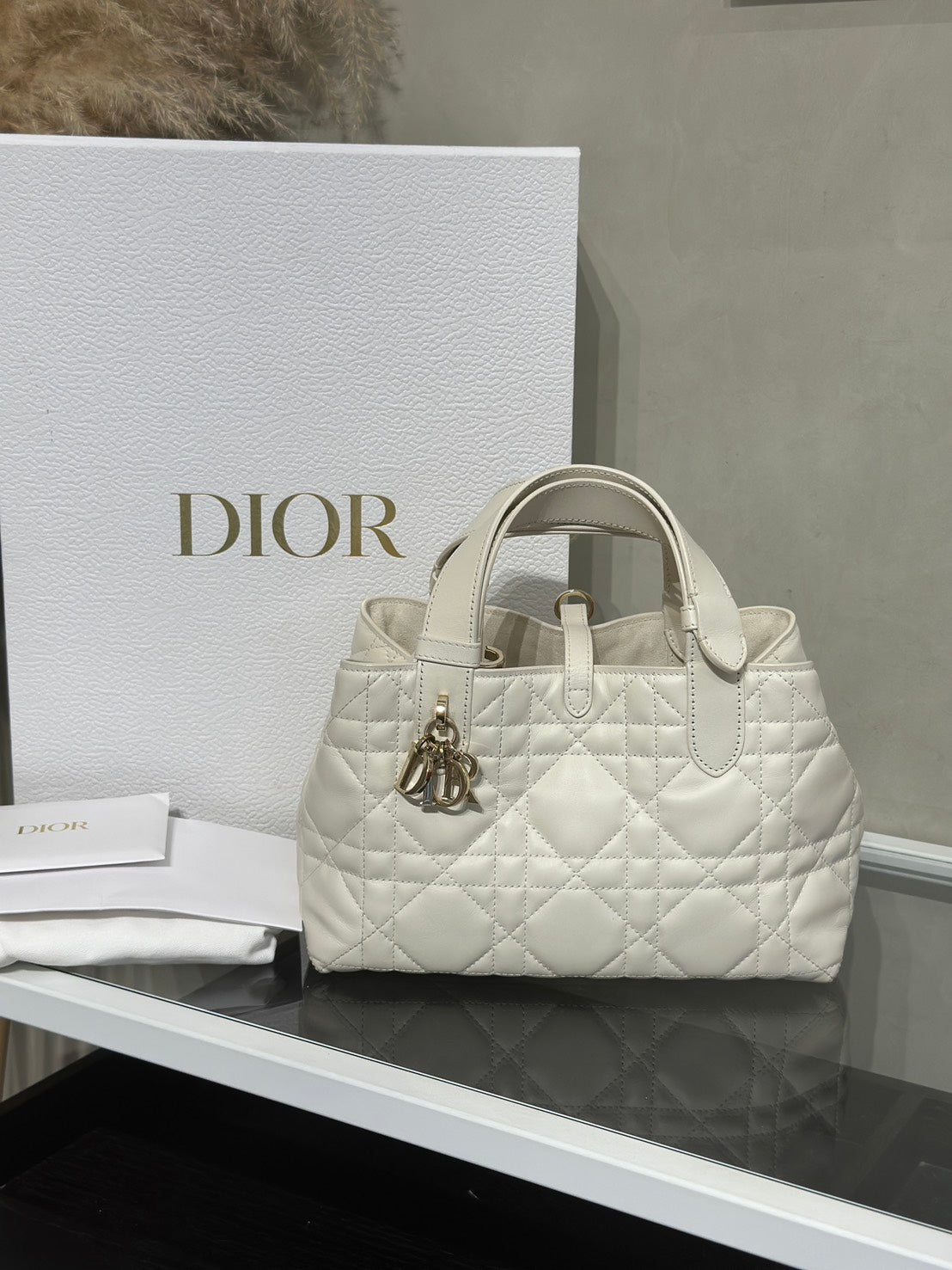 DIOR Toujours小牛皮托特包 - 小號白金