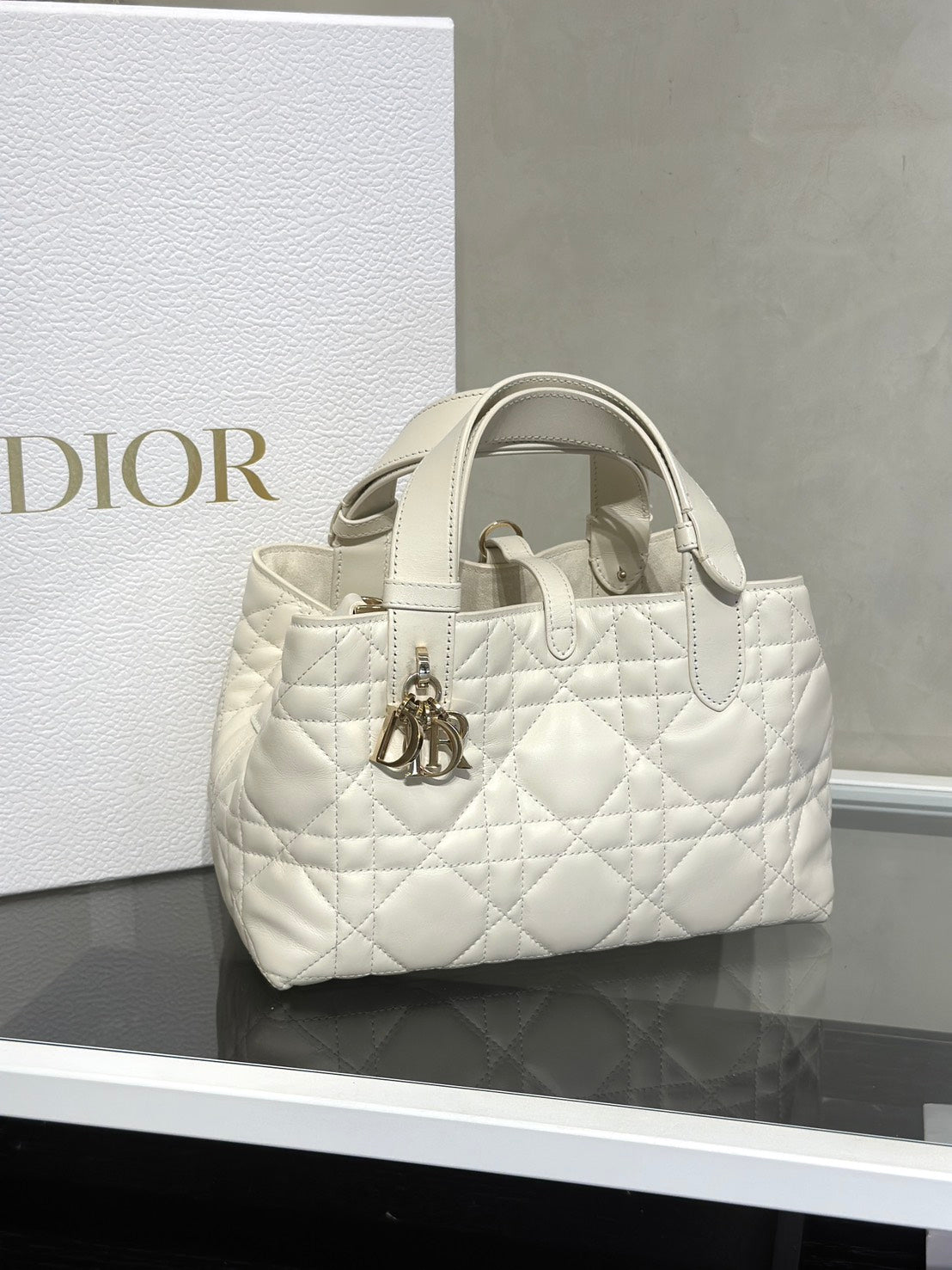 DIOR Toujours小牛皮托特包 - 小號白金
