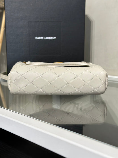 YSL Mini Nolita羊皮斜背包 - 白金
