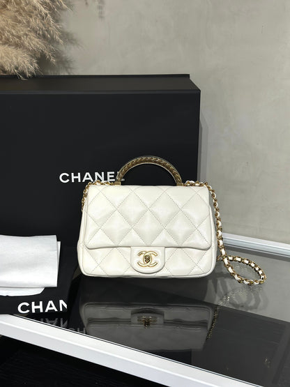 CHANEL 24S壓克力手提Mini CF20 - 白金