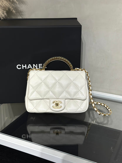 CHANEL 24S壓克力手提Mini CF20 - 白金