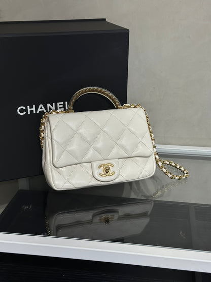 CHANEL 24S壓克力手提Mini CF20 - 白金