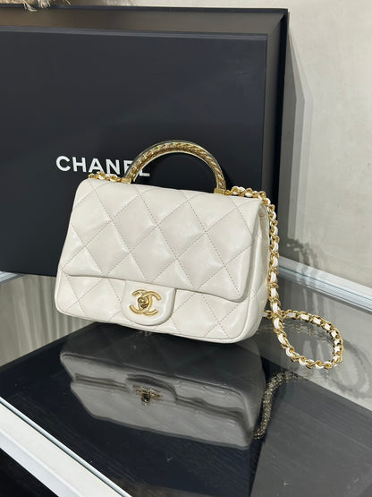 CHANEL 24S壓克力手提Mini CF20 - 白金