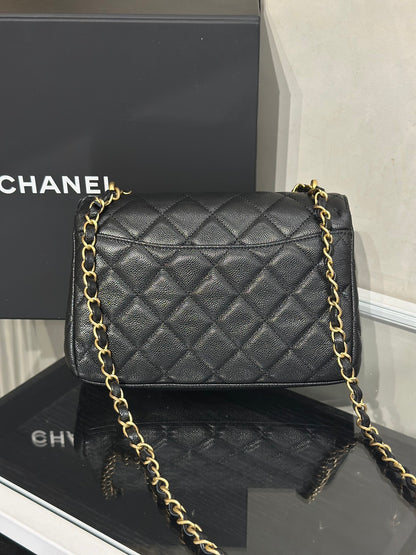 CHANEL 25P皮穿鍊手提斜背包 - 中號黑金