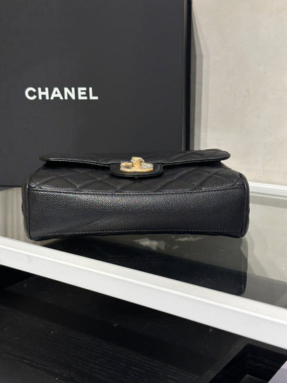 CHANEL 25P皮穿鍊手提斜背包 - 中號黑金