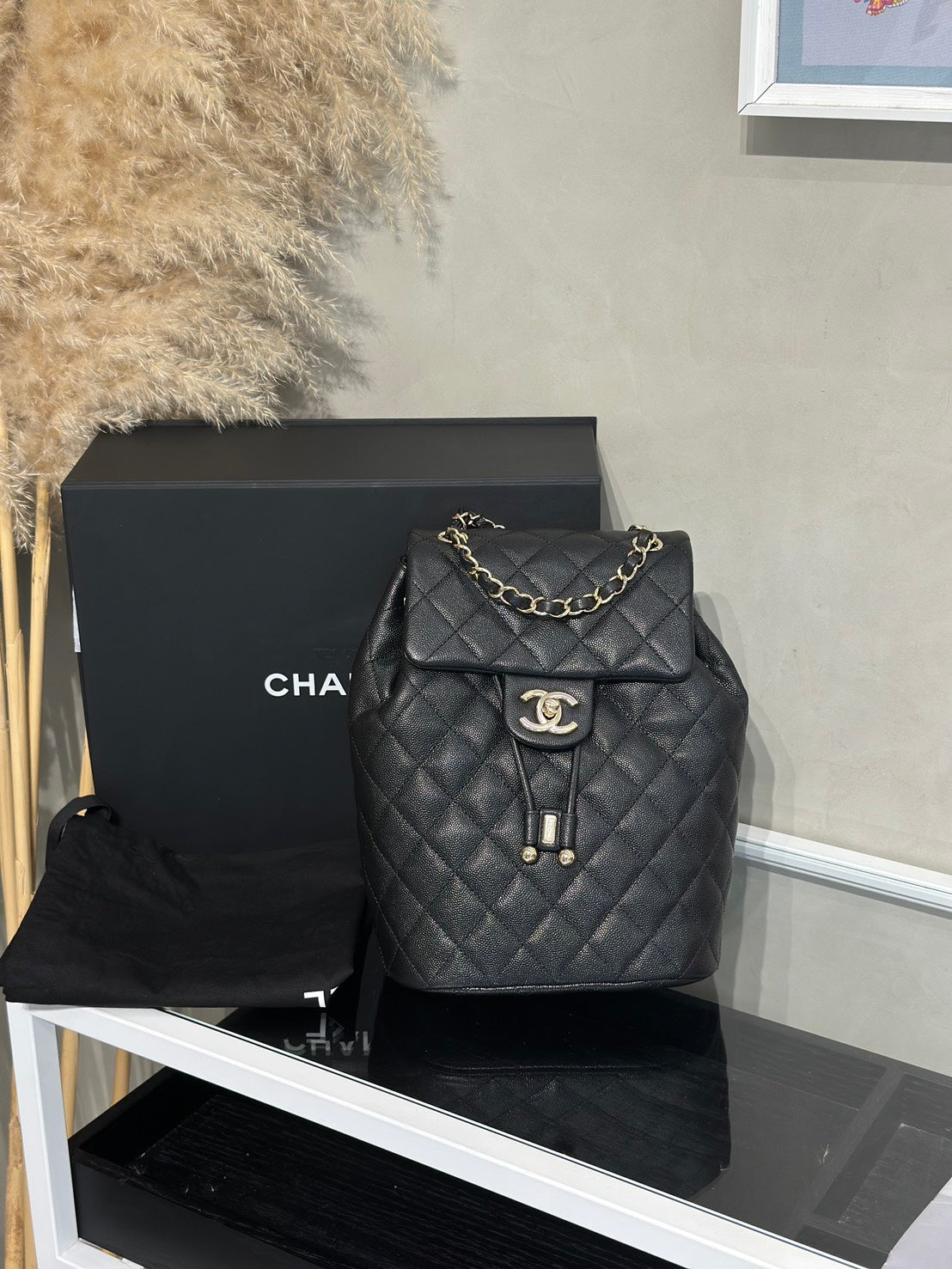 CHANEL 薩爾茨堡雙肩包 - 中號黑金