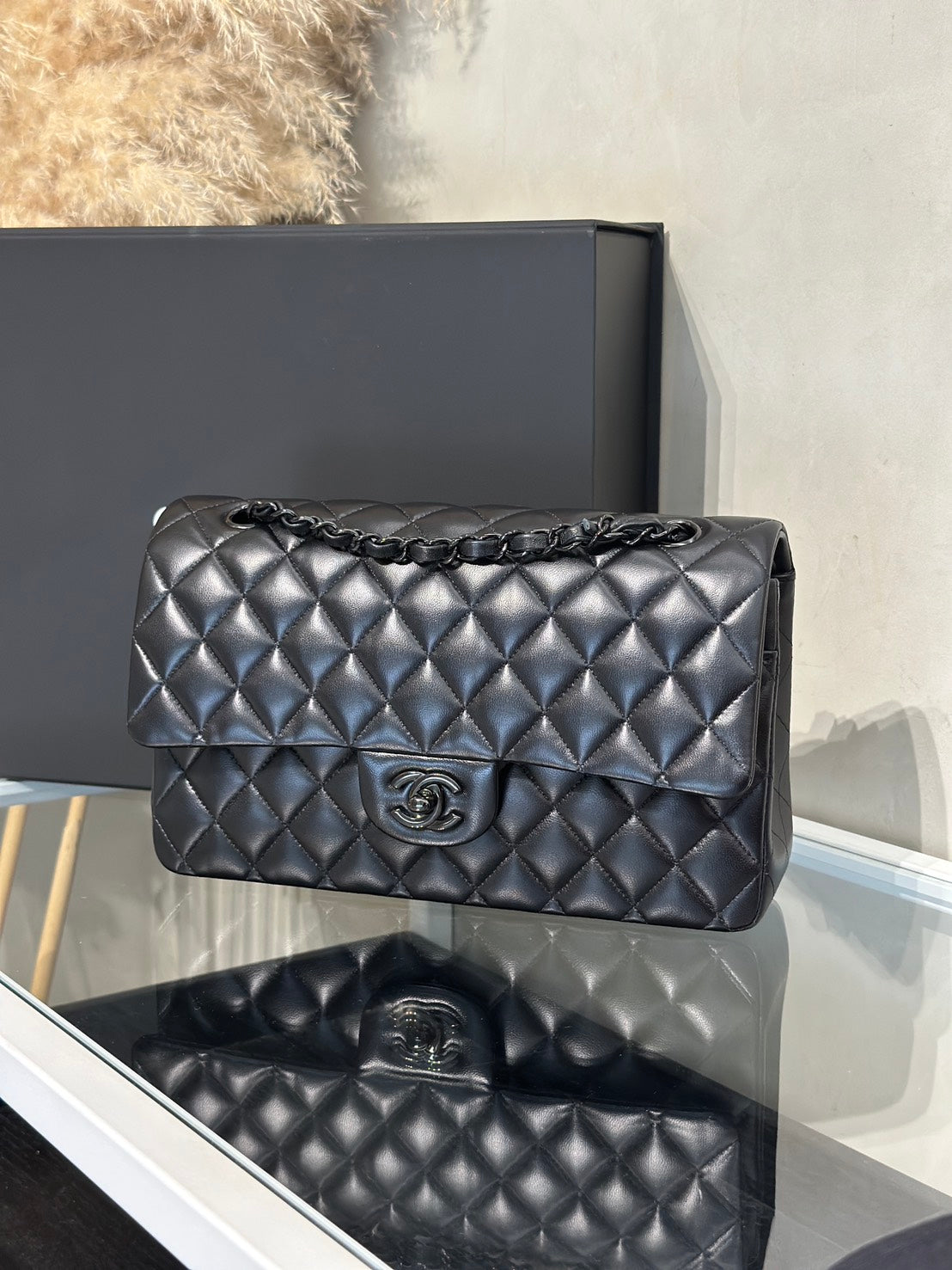 CHANEL 經典口蓋包 CF25 - 羊皮So Black