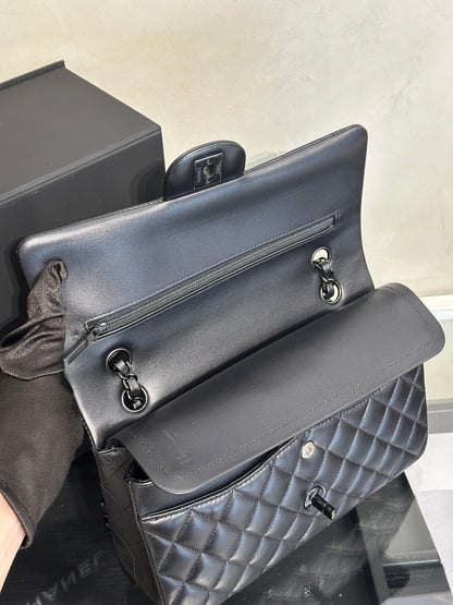 CHANEL 經典口蓋包 CF25 - 羊皮So Black