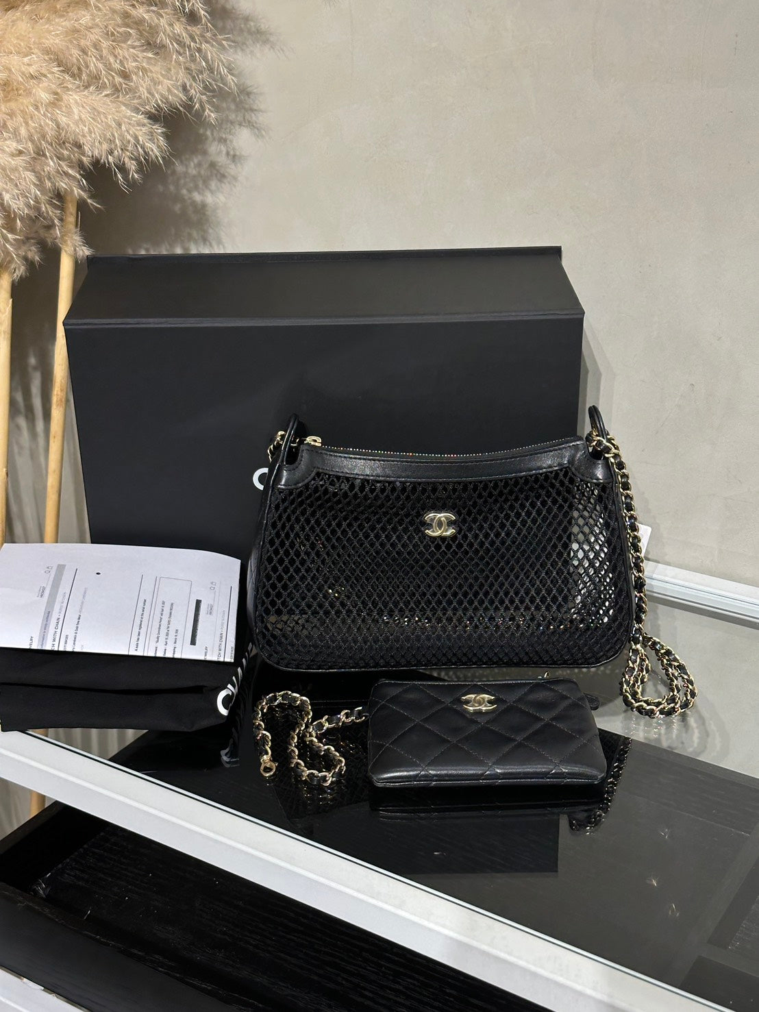 CHANEL 25S漁網網格單肩包
