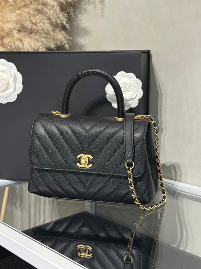 CHANEL Coco Handle V紋 -  小號黑金26開