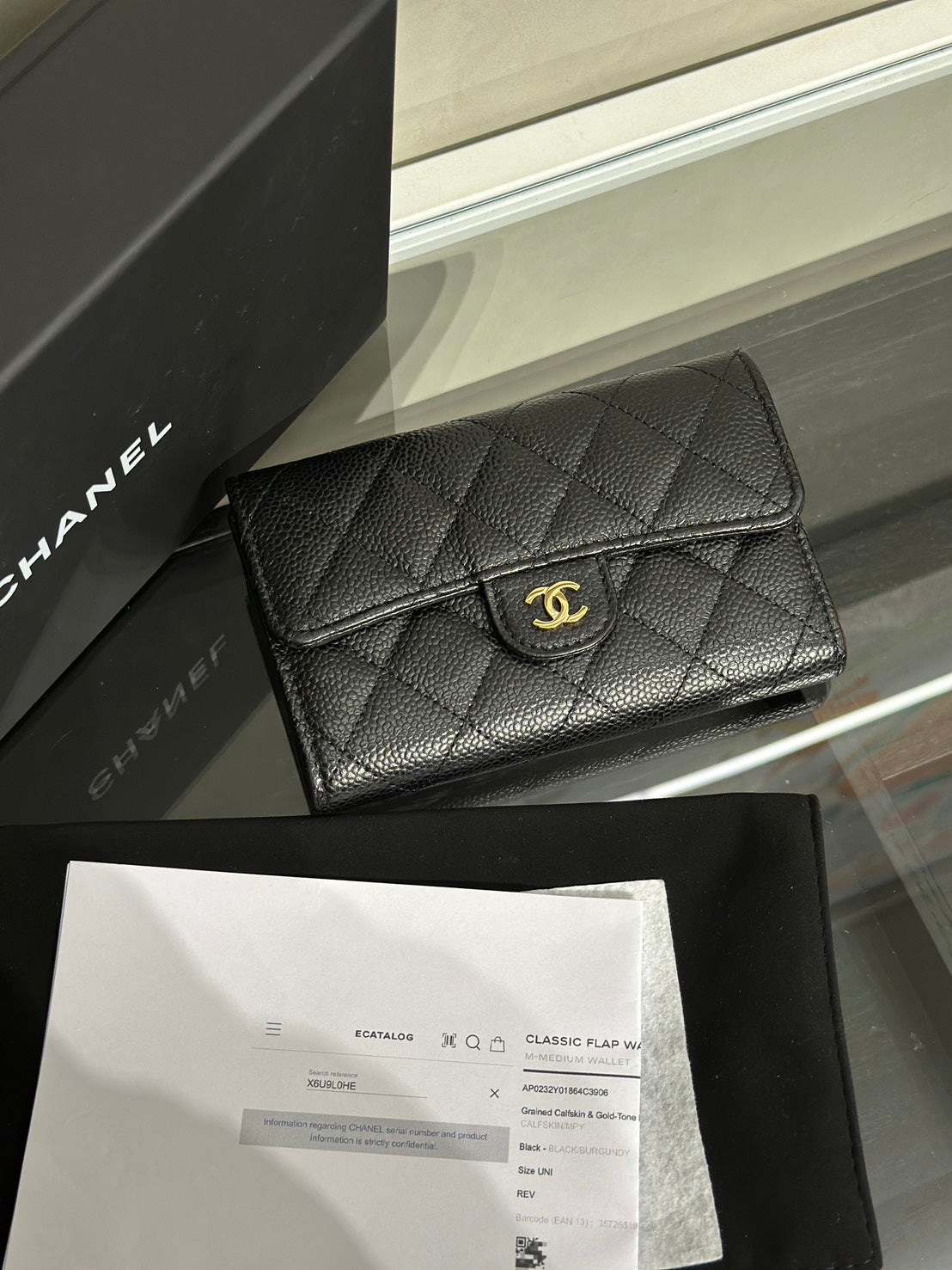CHANEL 經典粒面牛皮中夾 - 黑金
