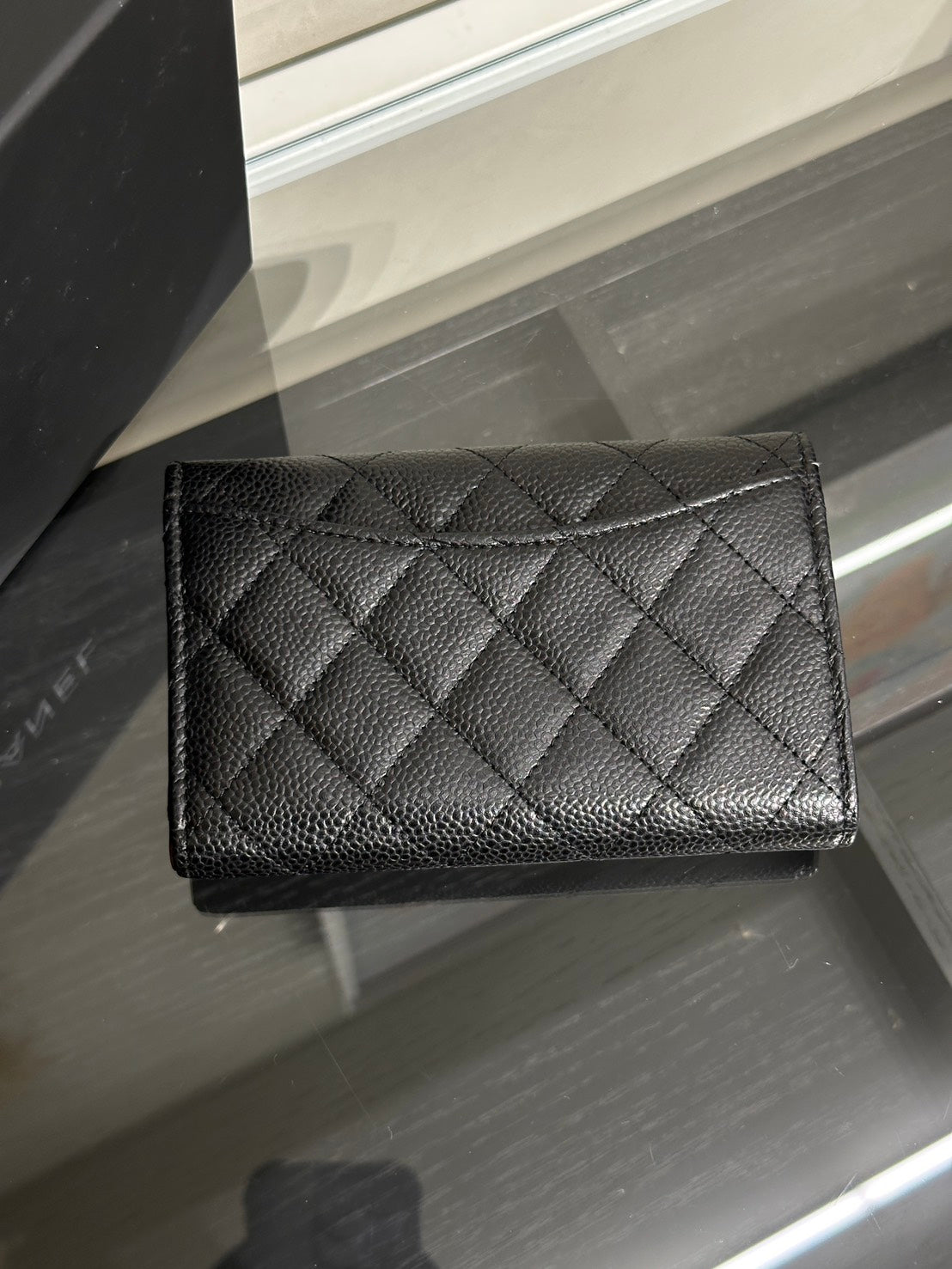 CHANEL 經典粒面牛皮中夾 - 黑金