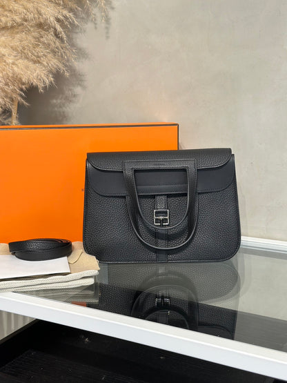 HERMES Halzan 25 - Noir 黑銀 W