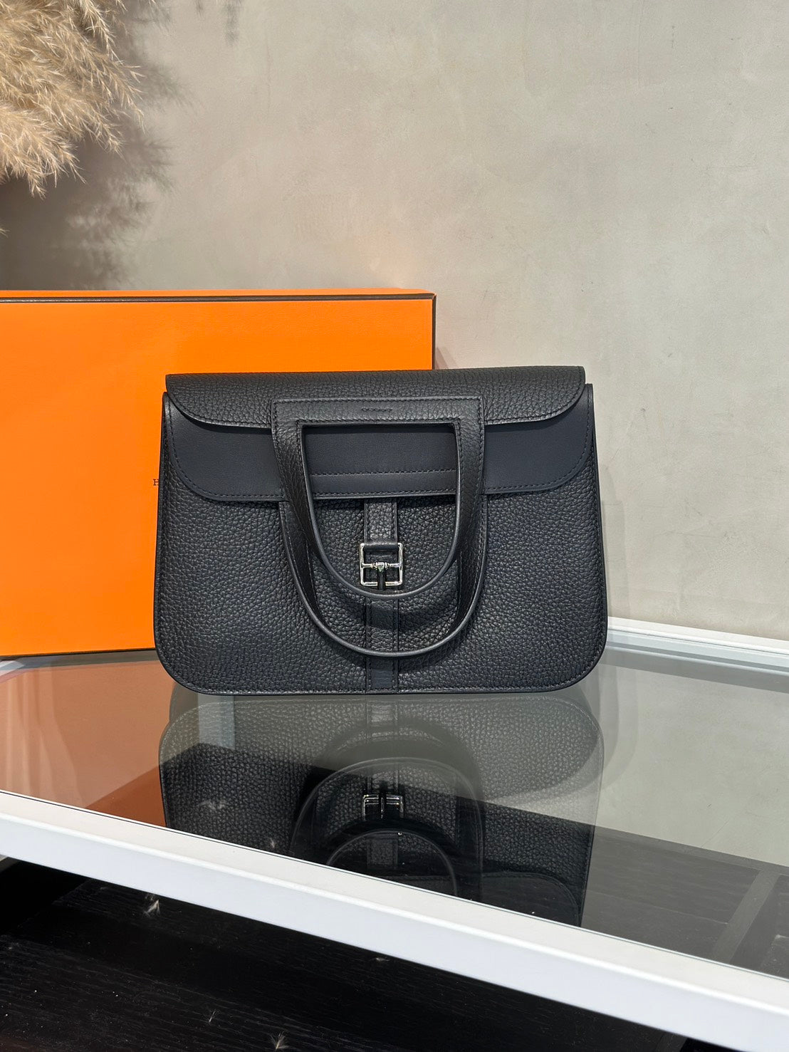 HERMES Halzan 25 - Noir 黑銀 W