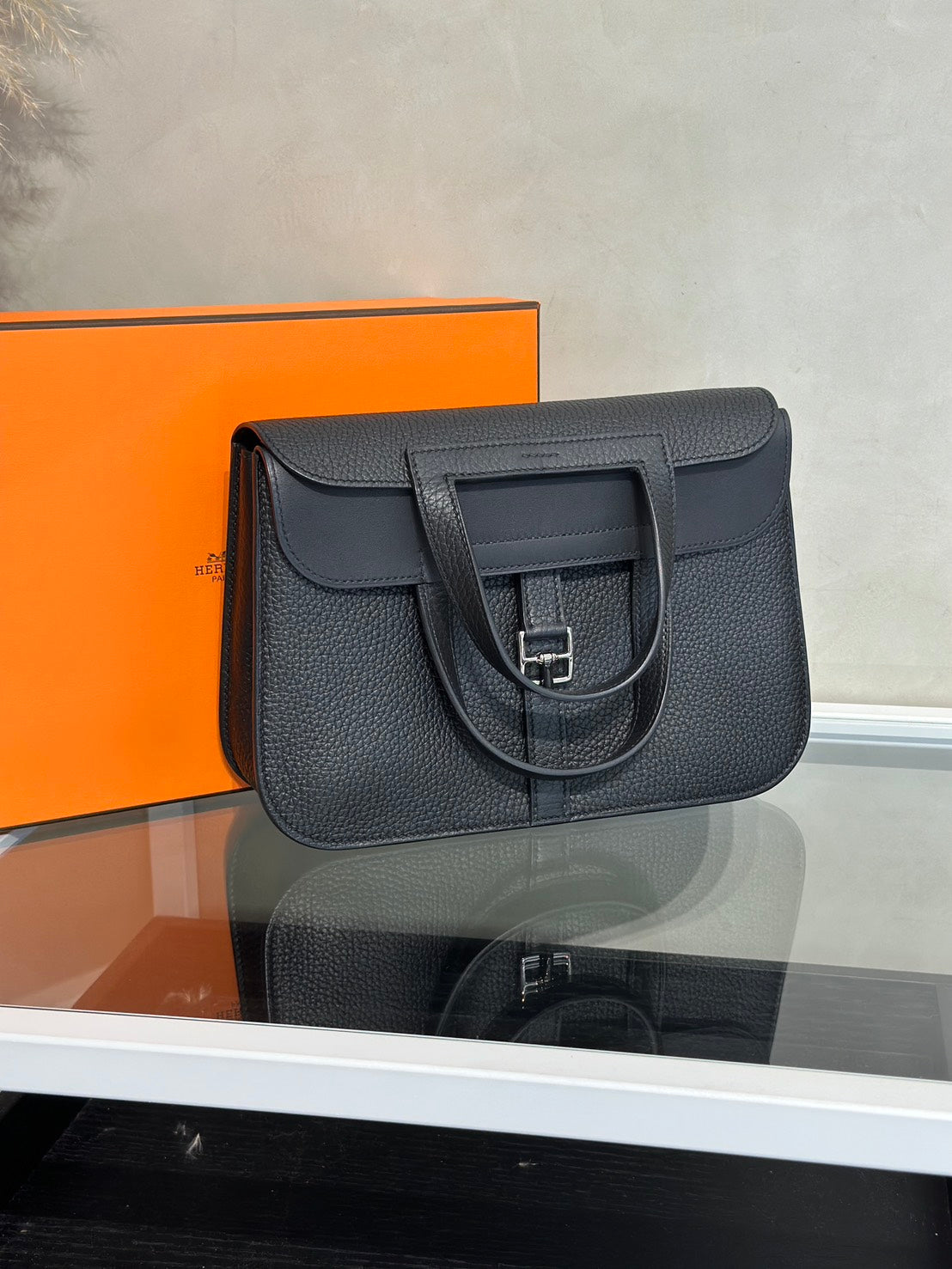 HERMES Halzan 25 - Noir 黑銀 W