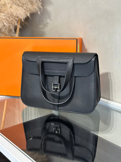 HERMES Halzan 25 - Noir 黑銀 W