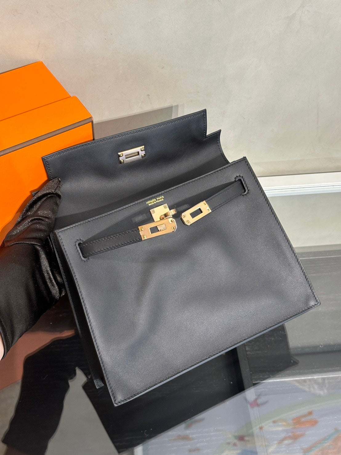 HERMES Kelly danse ll - Noir 89 黑玫瑰金 U