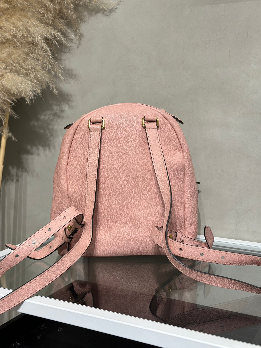 LOUIS VUITTON 壓紋牛皮後背包 - 粉