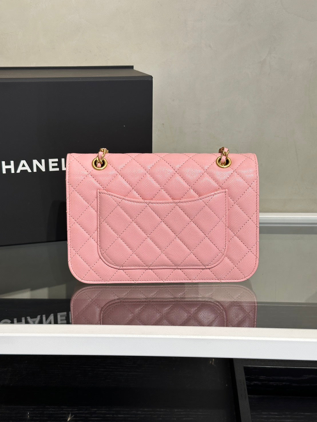 CHANEL 25B皮穿鍊單肩包 - 櫻花粉金