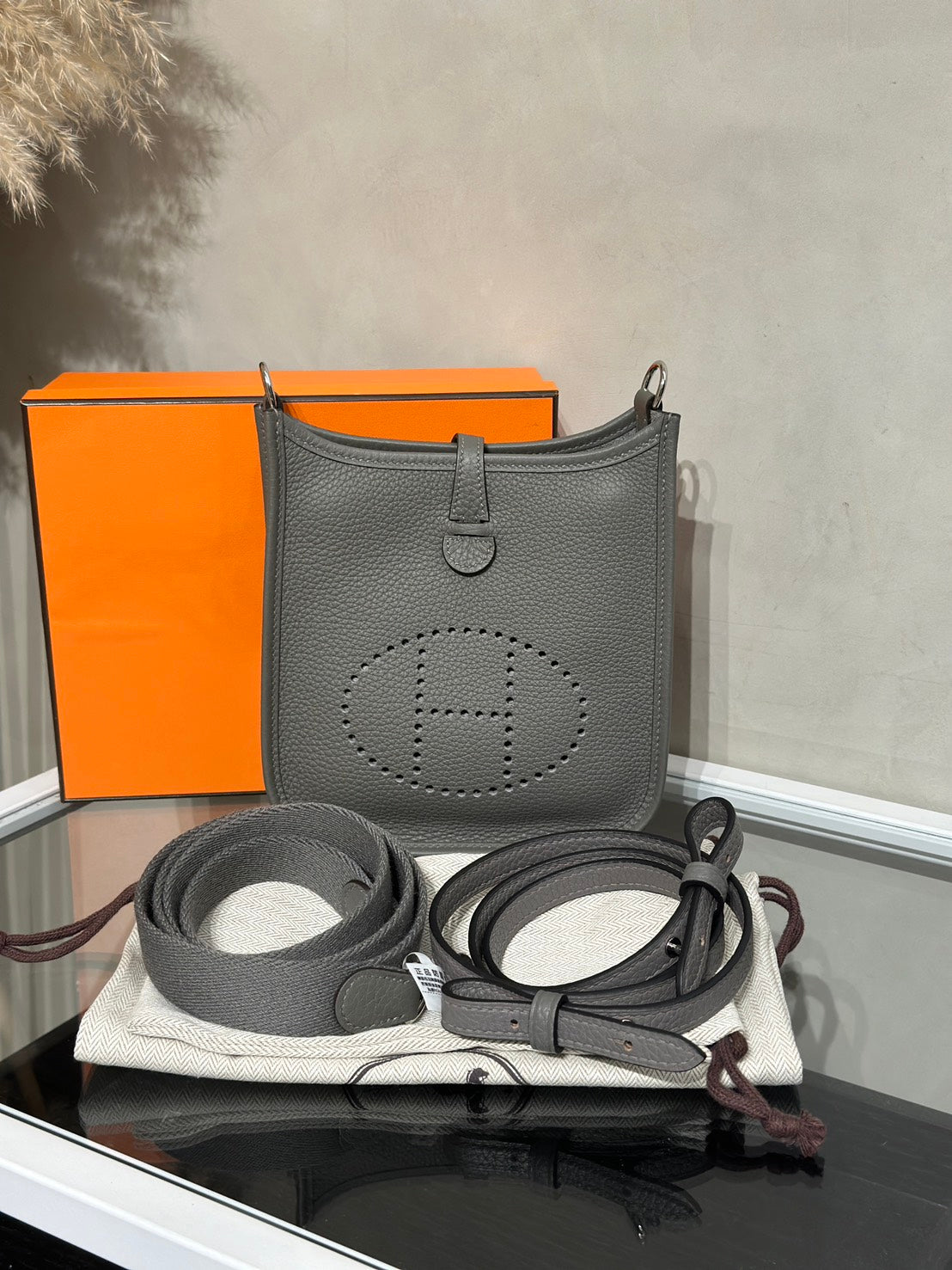 HERMES Mini Evelyne - Gris Meyer 0L 積雨雲灰銀 U