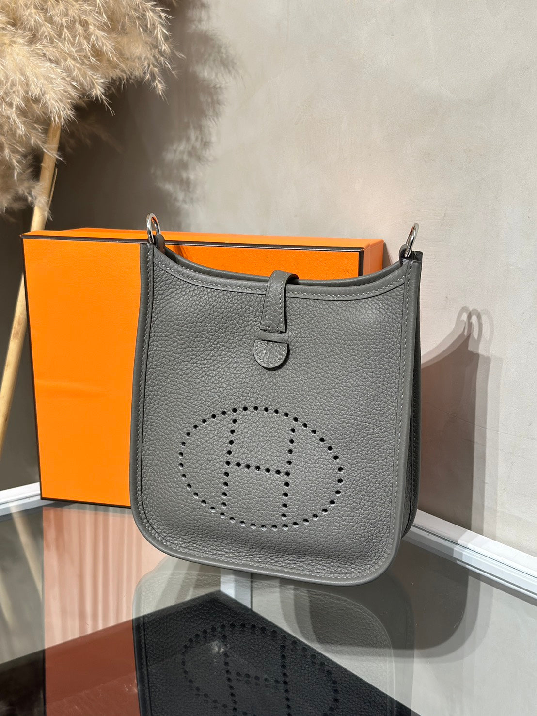 HERMES Mini Evelyne - Gris Meyer 0L 積雨雲灰銀 U