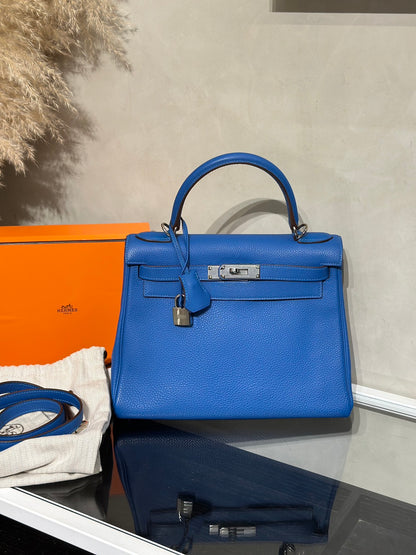 HERMES Kelly 28 - Bleu Zellige I7 琉璃藍銀 🄾