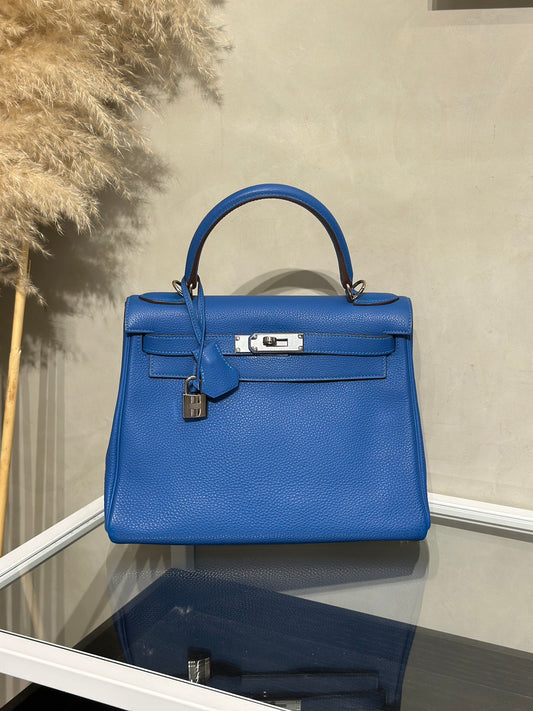 HERMES Kelly 28 - Bleu Zellige I7 琉璃藍銀 🄾