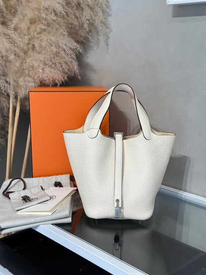 HERMES Picotin 18 - Nata I2 奶油白銀 U