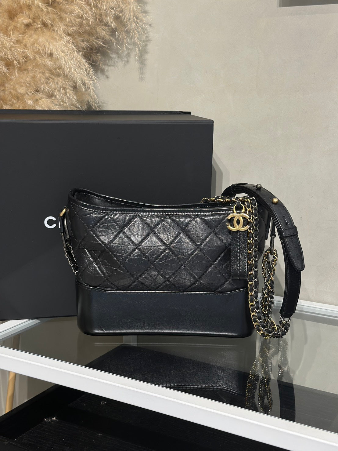 CHANEL 雙鍊條流浪包 - 新中號黑31開