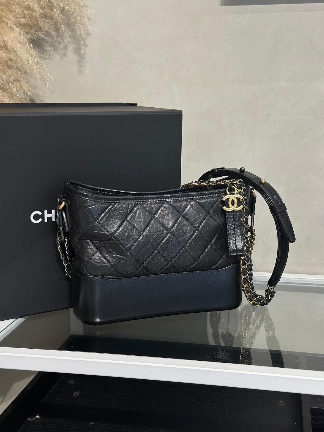 CHANEL 雙鍊條流浪包 - 新中號黑31開