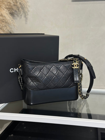 CHANEL 雙鍊條流浪包 - 新中號黑31開