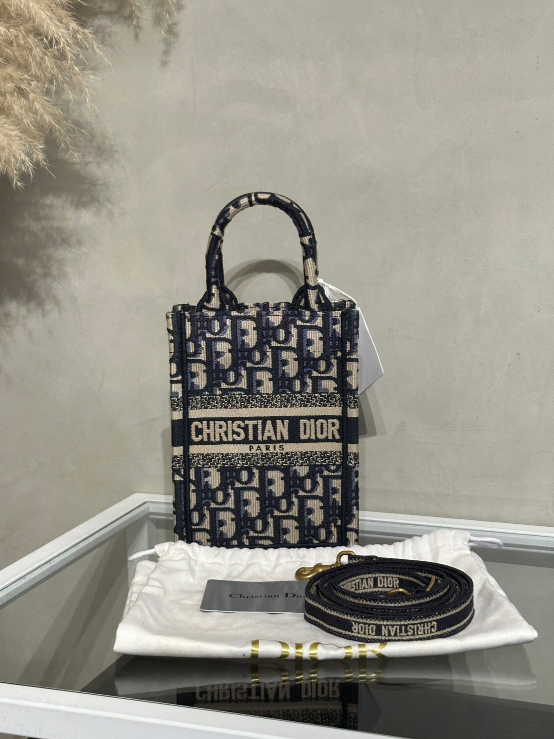 DIOR Oblique Mini Tote斜背小包 - 深藍