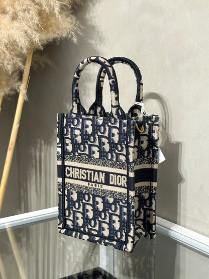 DIOR Oblique Mini Tote斜背小包 - 深藍