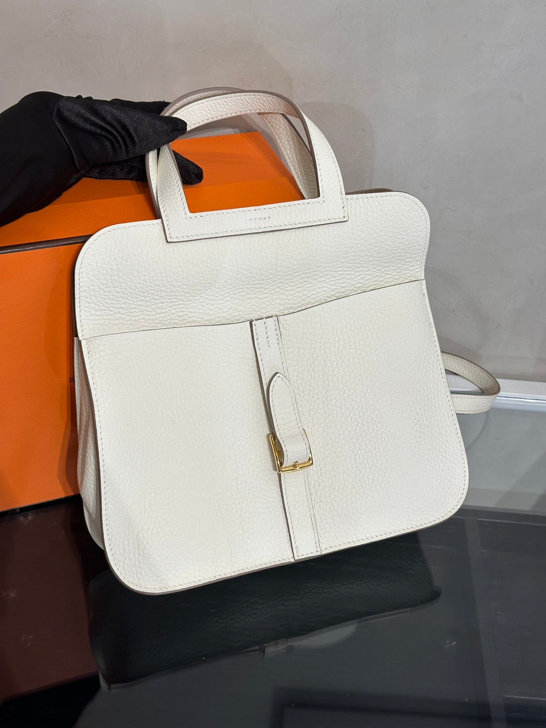 HERMES Halzan 25 - Mushroom/Beige De Weimar 蘑菇白/威瑪犬米金 B