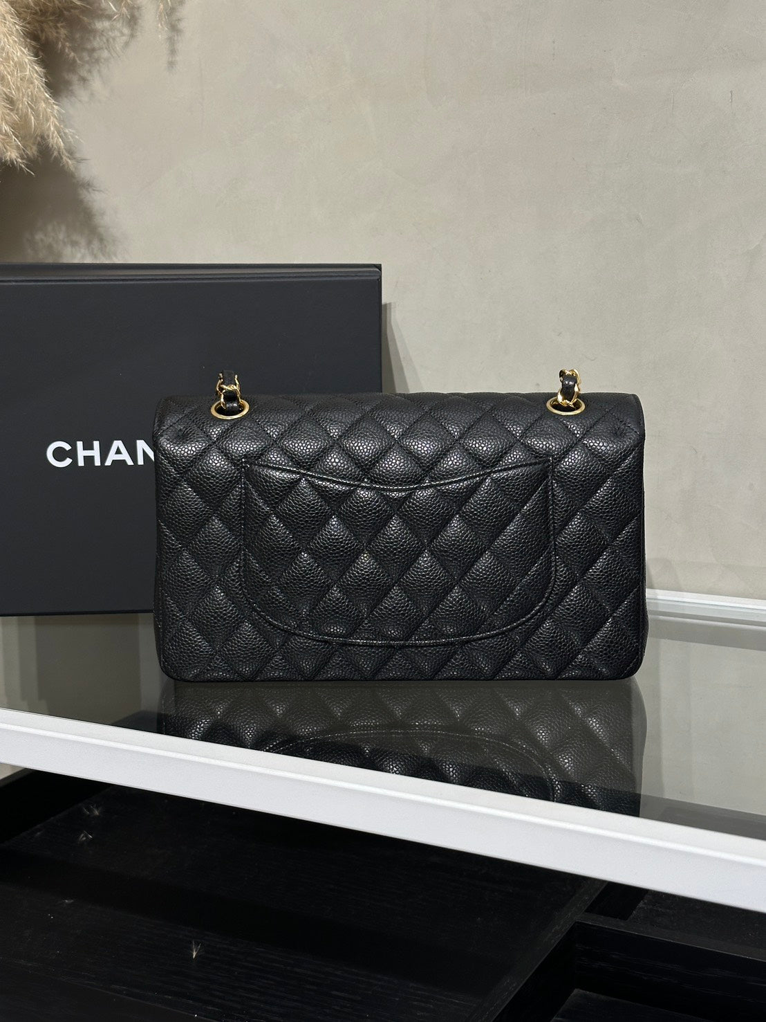CHANEL 經典口蓋包 CF25 - 粒面牛皮黑金30開