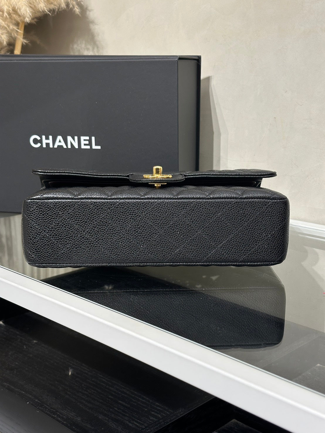 CHANEL 經典口蓋包 CF25 - 粒面牛皮黑金30開