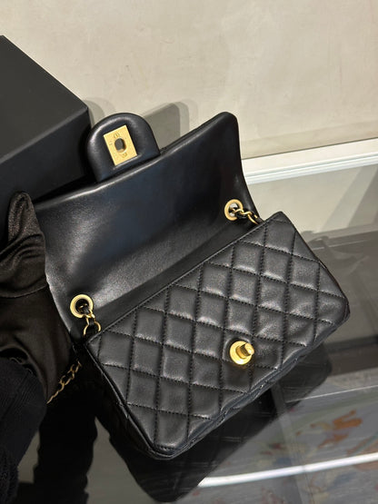 CHANEL 經典口蓋包Mini CF20 - 金球黑金