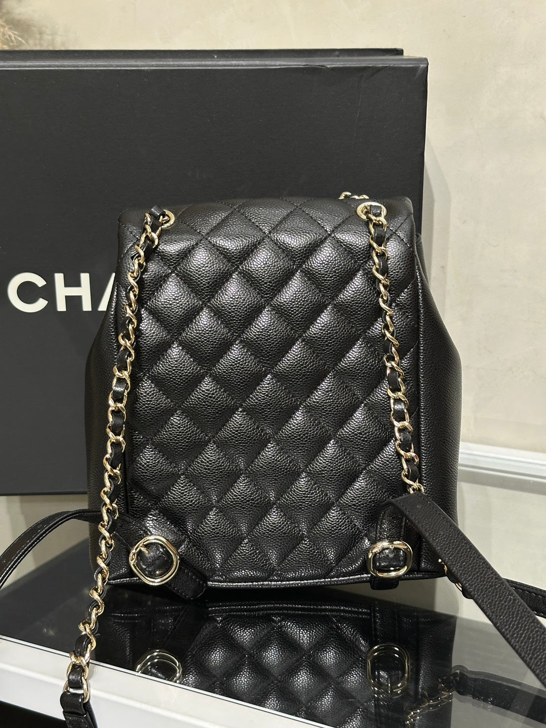 CHANEL Duma青蛙後背包 - 中號黑金